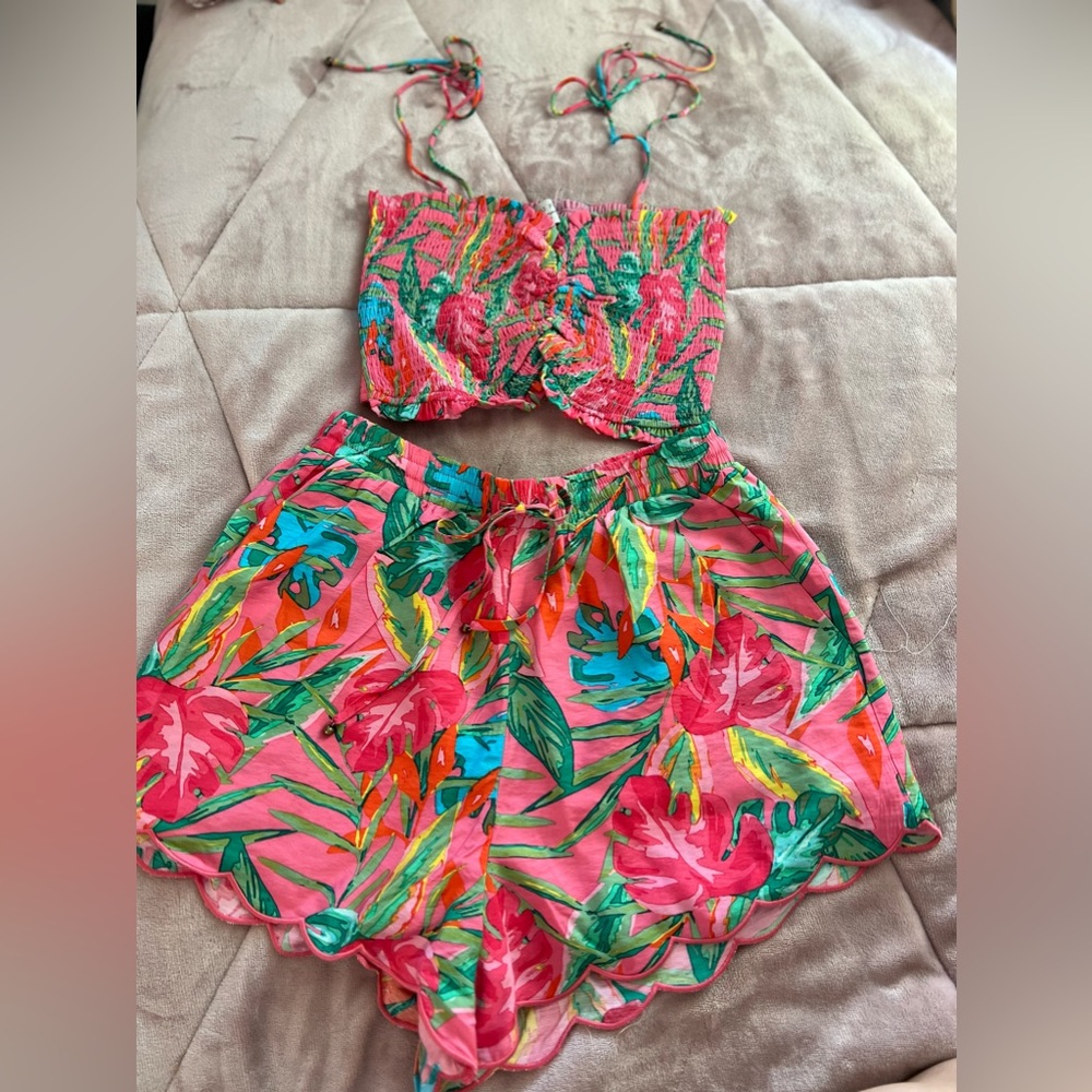 Tropical Print Two-Piece Set